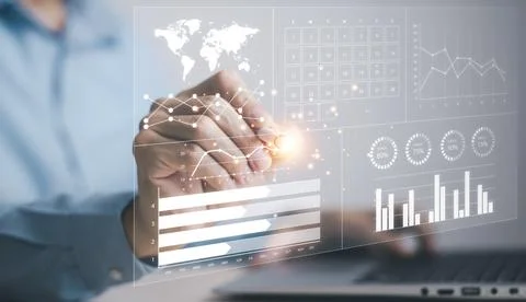 Working on laptops with Planning analysis and Project management online. Stoc Stock Photos