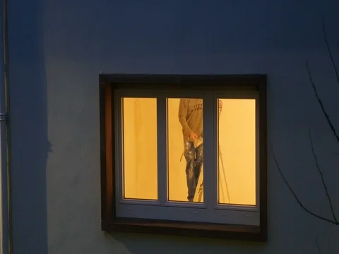 Working late man construction apartment new house Stock Footage 72727625