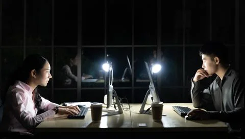 Working Late at night. Foto stock