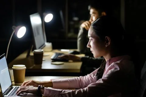 Working Late at night. Stock Photos