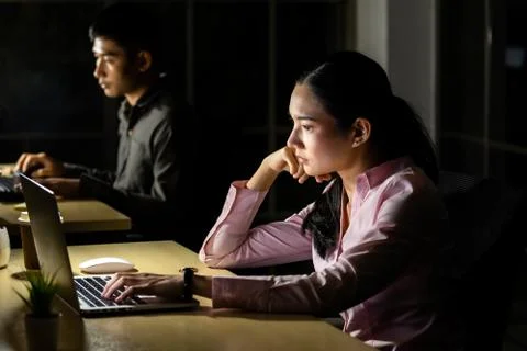 Working Late at night. Stock Photos