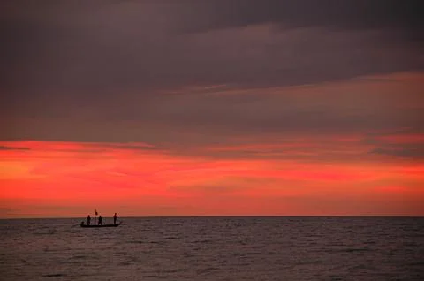 Working late at sea Stock Photos