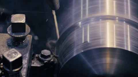 Working lathe with water jet cooling Stock Footage