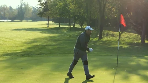 Working Lawnmower Cuts Grass On The Golf Green At Sunrise Stock Footage 123371937