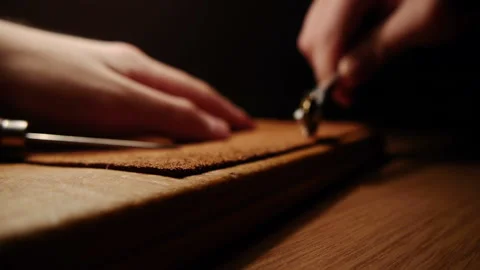 Working With Leather Stock Footage 221649878