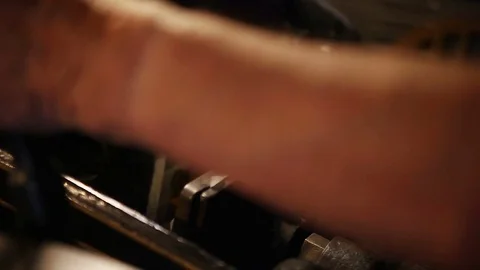 Working on a letterpress machine Stock Footage 79232465
