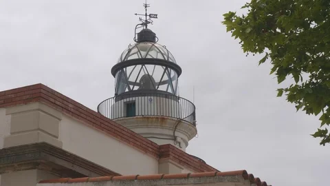 Working lighthouse Les torres. Architecture near sea. Stock Footage 116166730