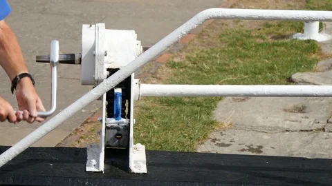 Working Lock Gates on canal Stock Footage 79405908