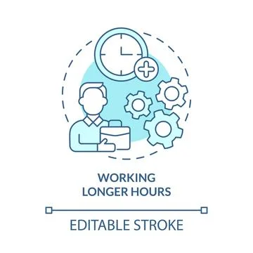 Working longer hours method concept icon Stock Illustration