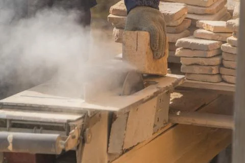 The working on the machine cuts the stone, laser disk 写真素材