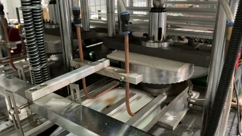 Working. Machine for the production of paper plates. Stock Footage 153479039