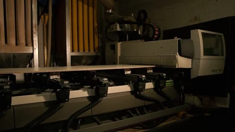 Working machine. Wood production. Preparing for the closet Stock Footage 125446837