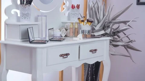 Working in the make up studio Stock Footage 84136652