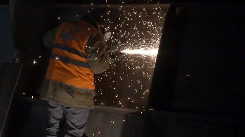 Working man and sparks 2 Stock Footage 101891081