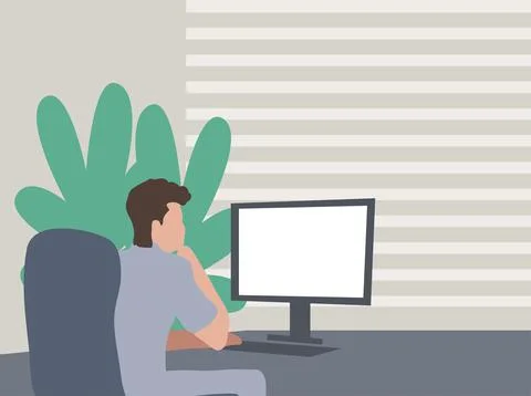 Working man with computer Stock Illustration