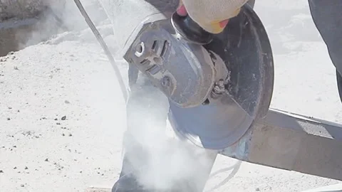 Working man handles the stone on the city street Video stock 93290526