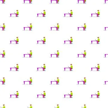 Working man with laptop seamless pattern background 스톡 일러스트