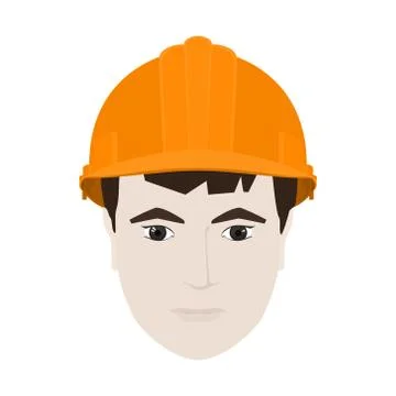 Working Man in Orange Hard Hat Stock Illustration