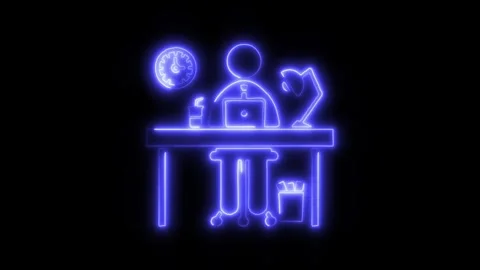 Working Man Outline Icon in HD Video Neon Animation Vídeo Stock 304507906