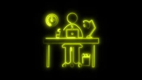 Working Man Outline Icon in HD Video Neon Animation 库存影片 304507907