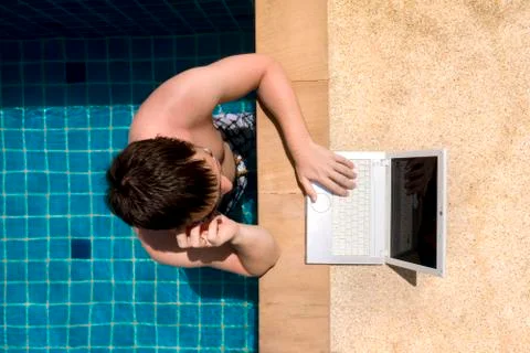 Working man in the pool Stock Photos