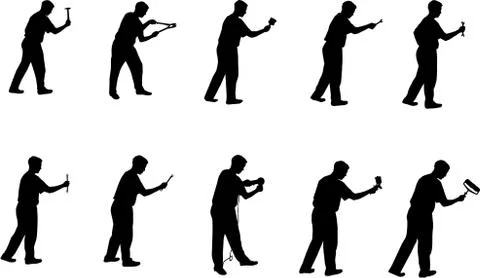 Working man silhouettes Stock Illustration