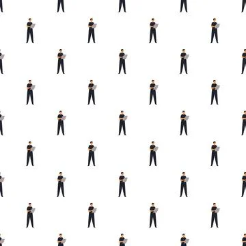 Working man using laptop seamless pattern repeating Illustrazione stock