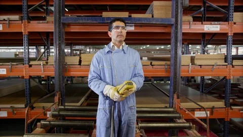 Working, Manual Worker, Industry, Warehouse, Medium Shot, 40 Seconds Or Greater, Stock Footage 94047096