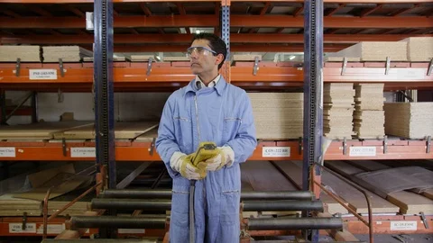 Working, Manual Worker, Industry, Warehouse, Medium Shot, 30 Seconds Or Greater, Stock Footage 94047213