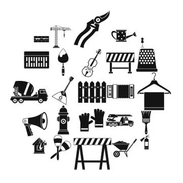 Working mechanism icons set, simple style 스톡 일러스트
