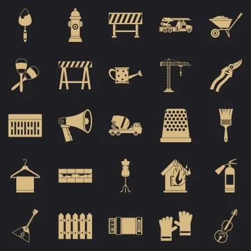 Working mechanism icons set, simple style Stock Illustration