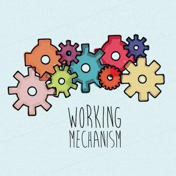Working mechanism over blue background vector illustration Illustrazione stock