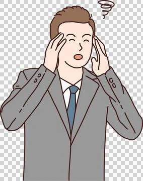 Working men are stressed at work and have a headache, illustrator design an.. Stock Illustration