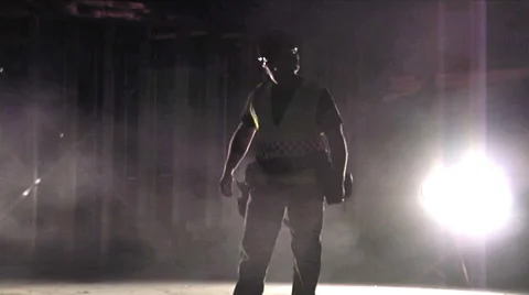 Working men, backlit in construction site. Stock Footage 49861521