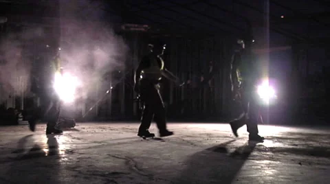 Working men, backlit in construction site. Stock Footage 49861536