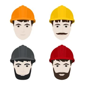 Working Men in Hard Hats 스톡 일러스트
