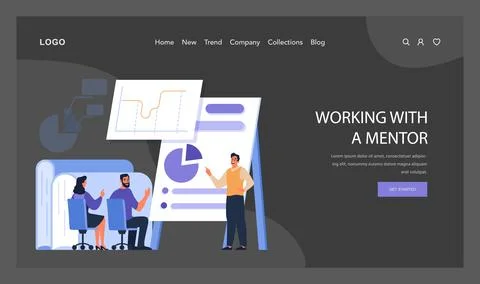 Working With a Mentor concept. Flat vector illustration. Stock Illustration