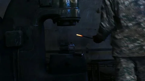 Working With Metal in a Blacksmiths Workshop Stock Footage 58689459