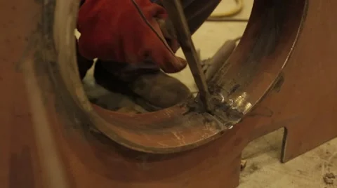 Working With Metal With An Iron Chisel Stock Footage 63044704