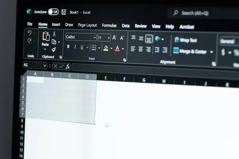 Working in Microsoft office excel app Stock Photos