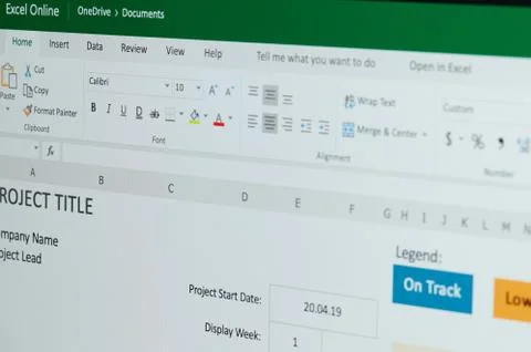 Working on Microsoft online excel document Fotos de archivo