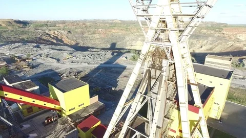 Working mine elevator in a copper mine Stock Footage 73877998