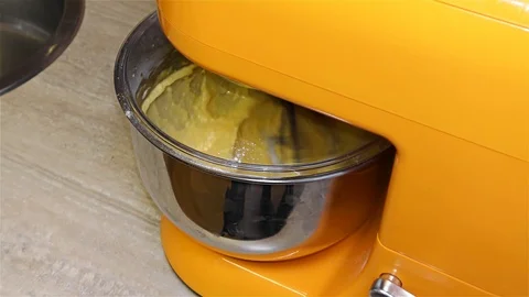 Working Mixer in Kitchen - Mixer Machine -  Kitchen Stand Mixer Stock Footage 104135352