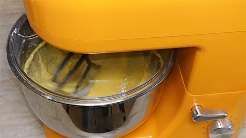 Working Mixer in Kitchen - Mixer Machine -  Kitchen Stand Mixer Stock Footage 104135482