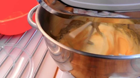 Working Mixer in Kitchen, Mixer Machine, Kitchen Stand Mixer Stock Footage 126755863