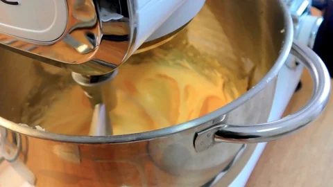 Working Mixer in Kitchen, Mixer Machine, Kitchen Stand Mixer Stock Footage 126755904