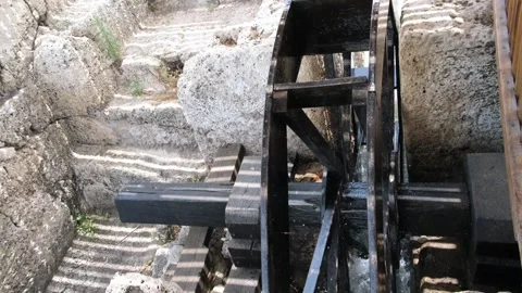 A working model of a Roman mill, near Caesarea. Stock Footage 197128377