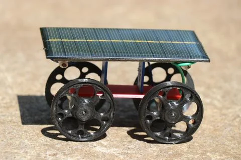 Working model of a solar car powered by photovoltaic cells Stock Photos