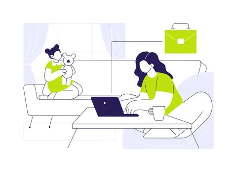Working mom isolated cartoon vector illustrations. Stock Illustration