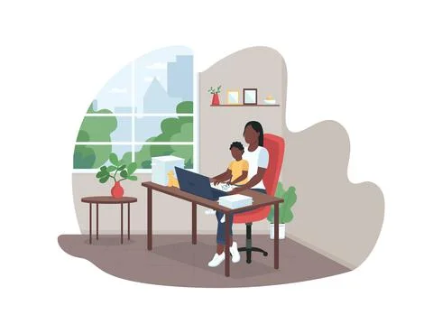 Working mother 2D vector web banner, poster Stock-Illustration